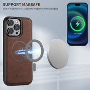 PremiumLeather – Skórzane etui na telefon z uchwytem na karty i kompatybilnością z MagSafe 3