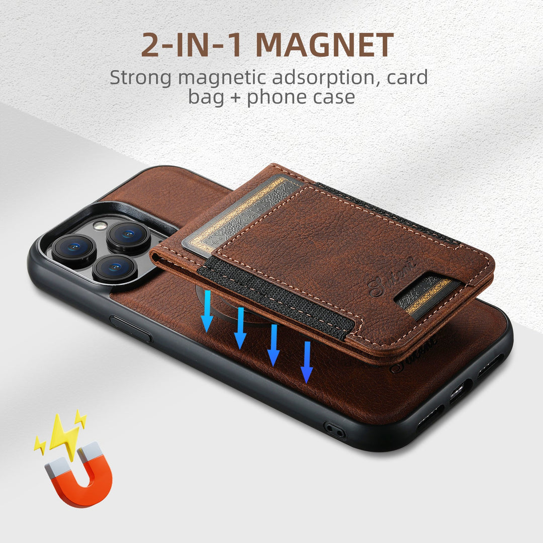 PremiumLeather – Skórzane etui na telefon z uchwytem na karty i kompatybilnością z MagSafe 4