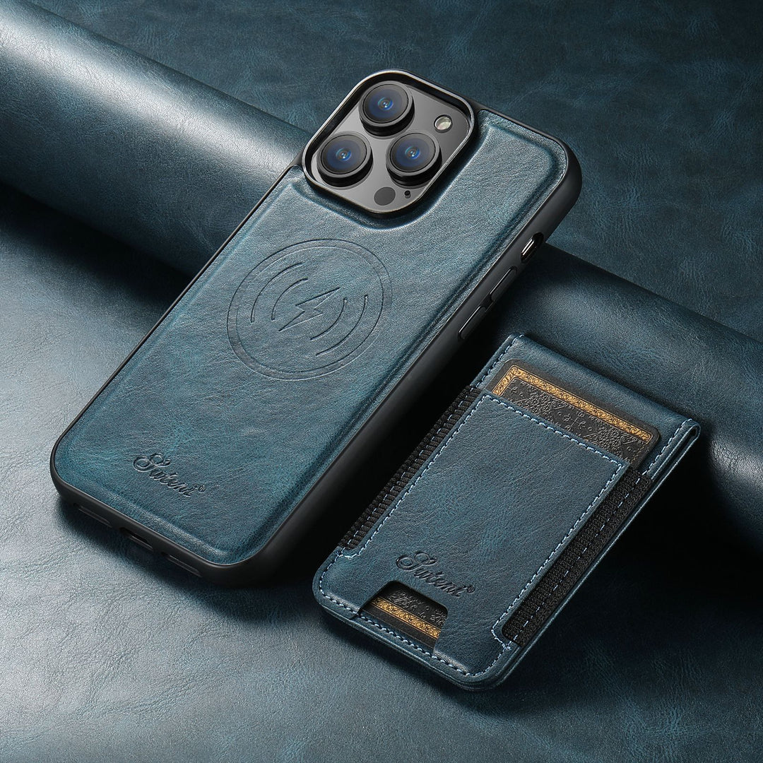 PremiumLeather – Skórzane etui na telefon z uchwytem na karty i kompatybilnością z MagSafe 5