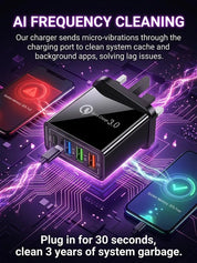 Reiseladegerät mit vier Anschlüssen | Je 3,1 A pro USB-Port | Kompaktes Mehrfach-Ladegerät | PowerPort 7