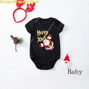 Rodzinny zestaw piżam świątecznych z krótkim rękawem, bawełniany, do spania 6