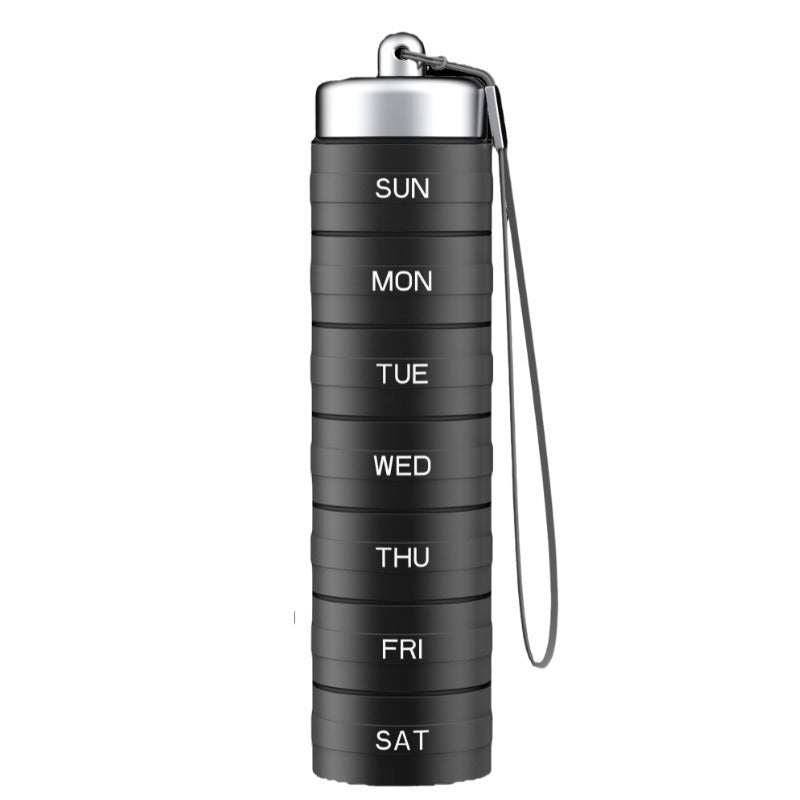 Aluminiowy, 7-dniowy, przenośny organizer na tabletki do podróży, pudełko na tabletki