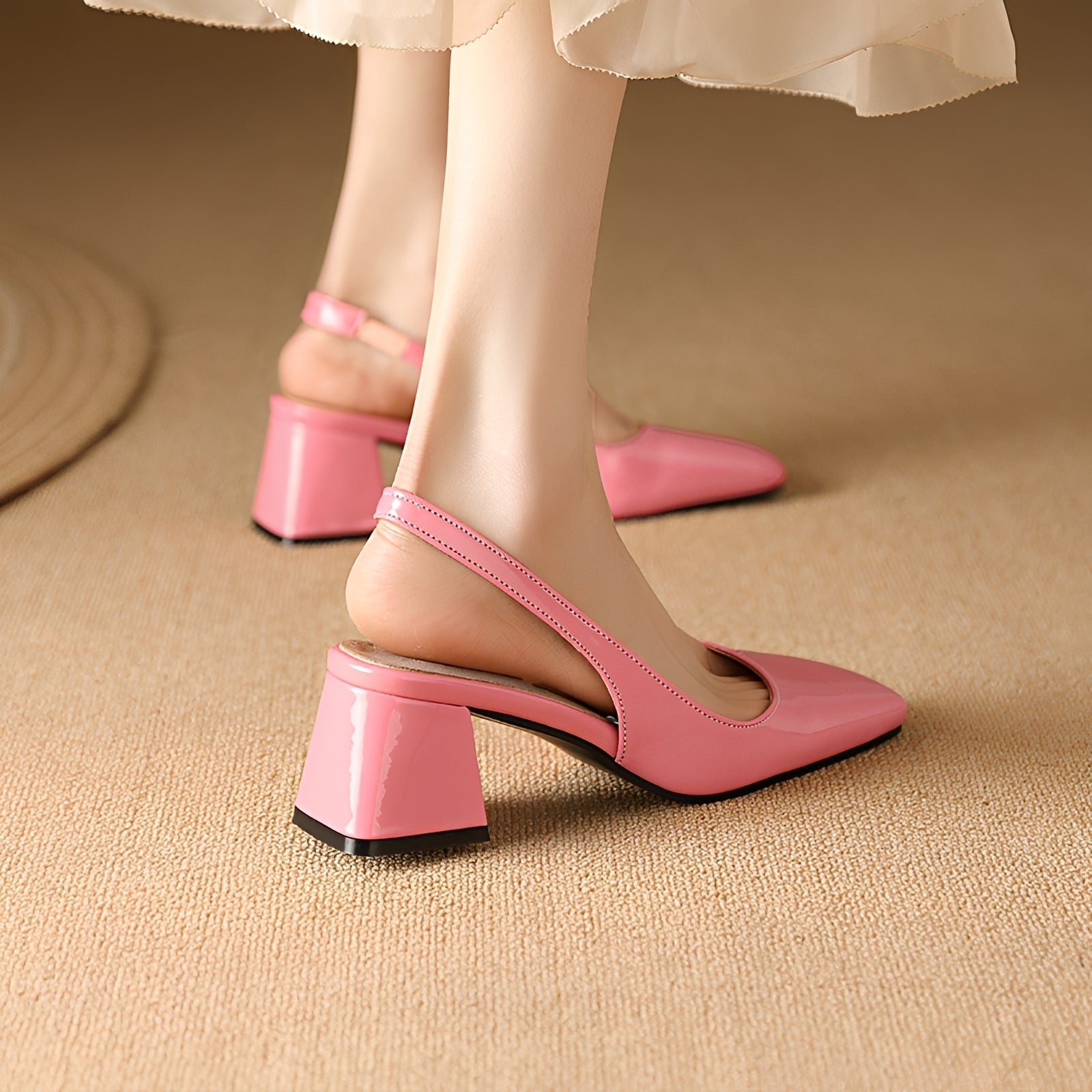 Sandały Damskie Na Słupku Z Arch Support, Kwadratowy Nosek, Elastyczny Pasek, Eleganckie I Wygodne 1