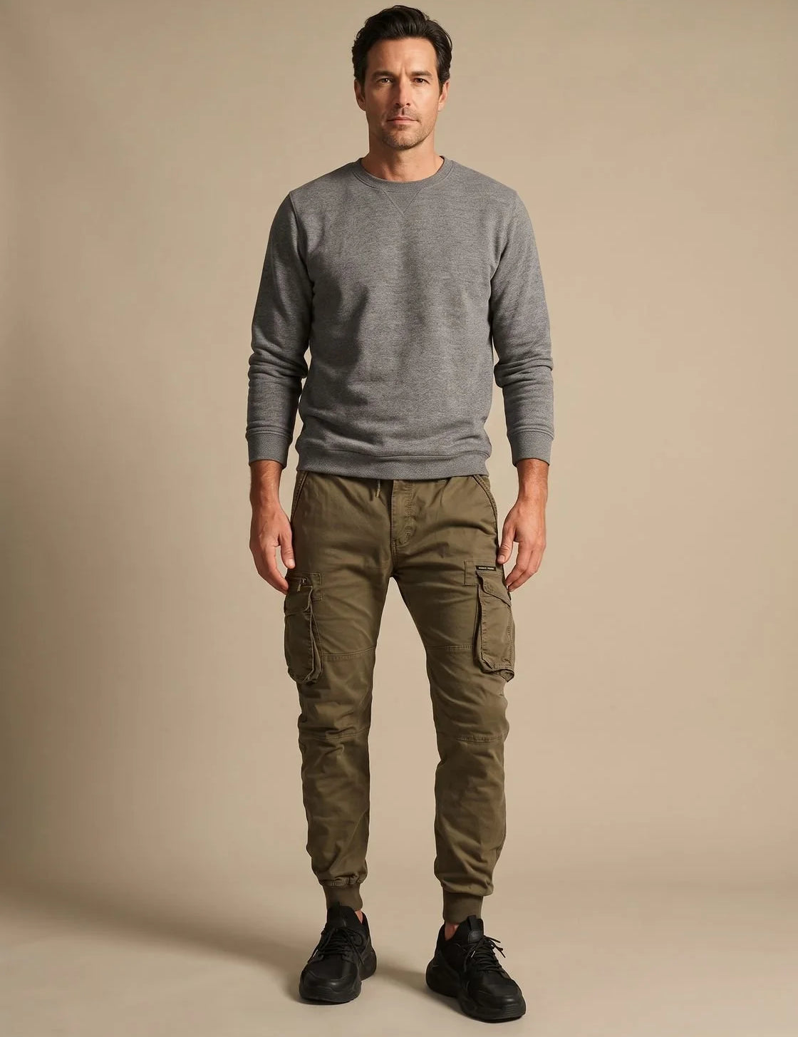 Simon | Herren Cargo Jogger Hose mit Cargotaschen elastischem Bund 1