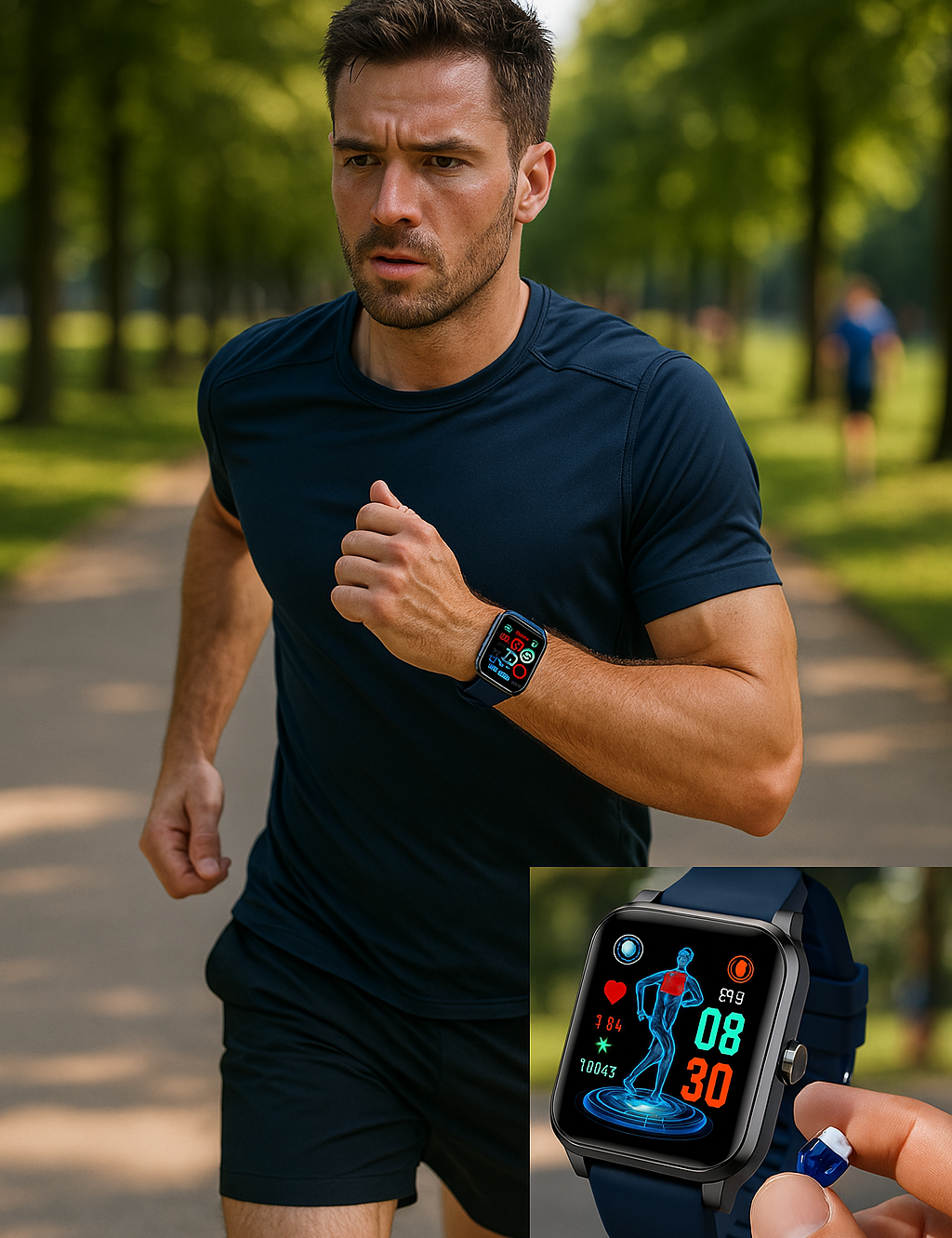 Smartwatch do monitorowania zdrowia i sprawności fizycznej – EKG, ciśnienie krwi, pomiar tętna – kompatybilny z systemami iOS i Android 1
