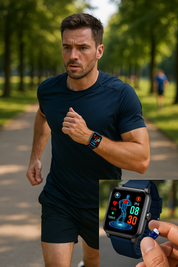 Smartwatch do monitorowania zdrowia i sprawności fizycznej – EKG, ciśnienie krwi, pomiar tętna – kompatybilny z systemami iOS i Android 1
