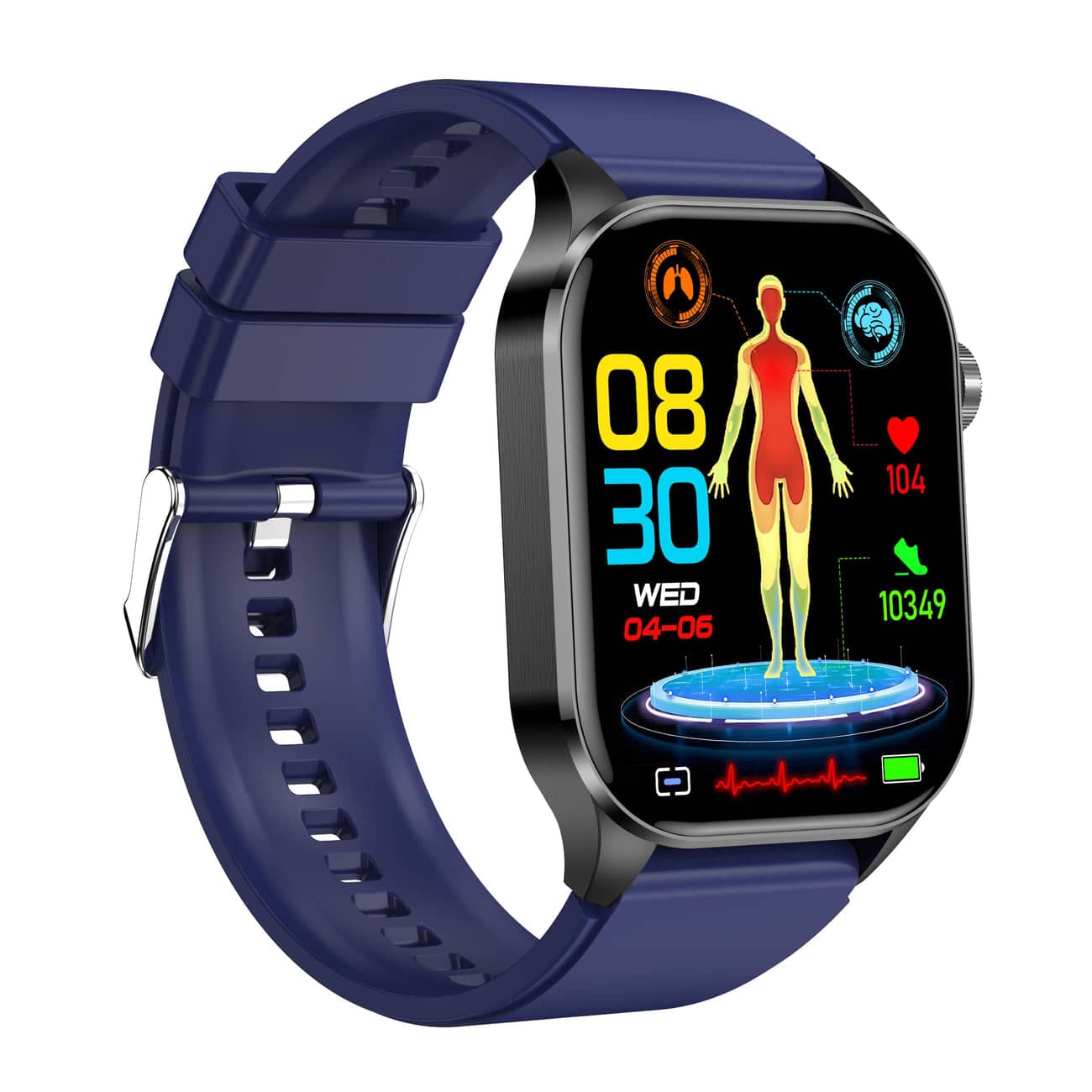 Smartwatch do monitorowania zdrowia i sprawności fizycznej – EKG, ciśnienie krwi, pomiar tętna – kompatybilny z systemami iOS i Android 4