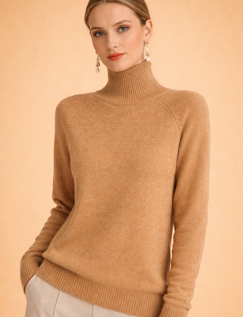 Karolina | Gładki sweter z golfem w klasycznym kroju