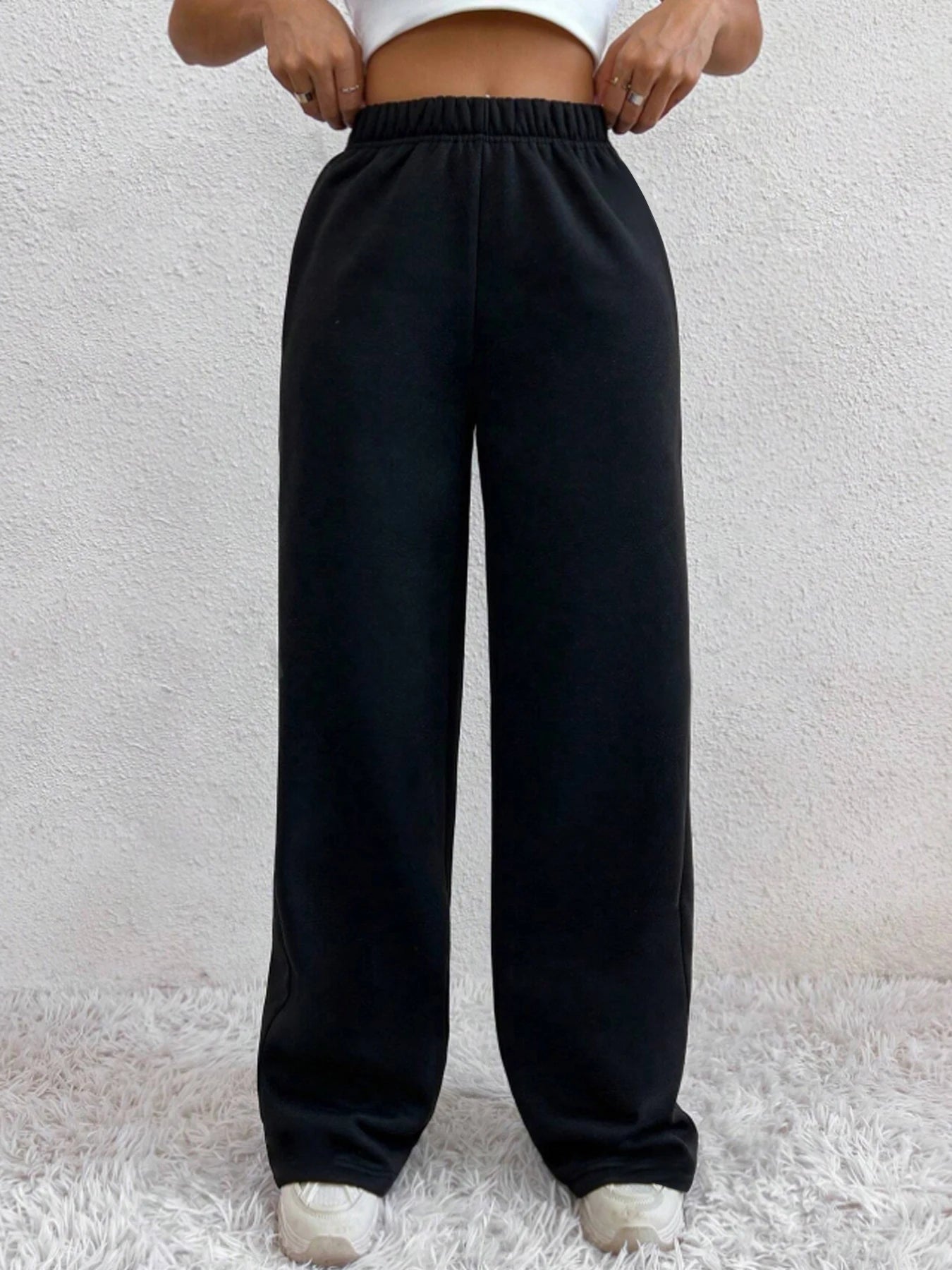 Spodnie Damskie Fleece Ciepłe Wysoki Stan Rozmiar M Casual 2