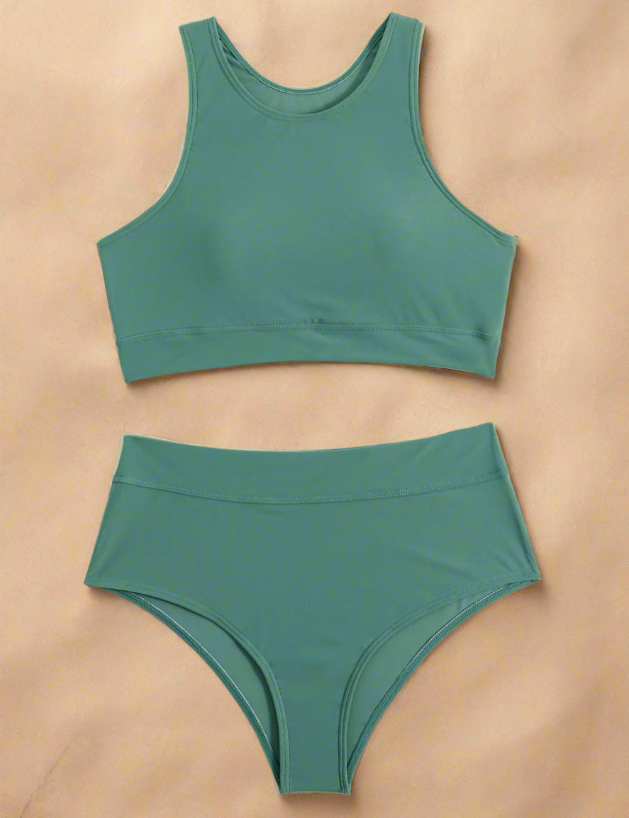 Sportieve High-Waist Bikini met Racerback Top 0