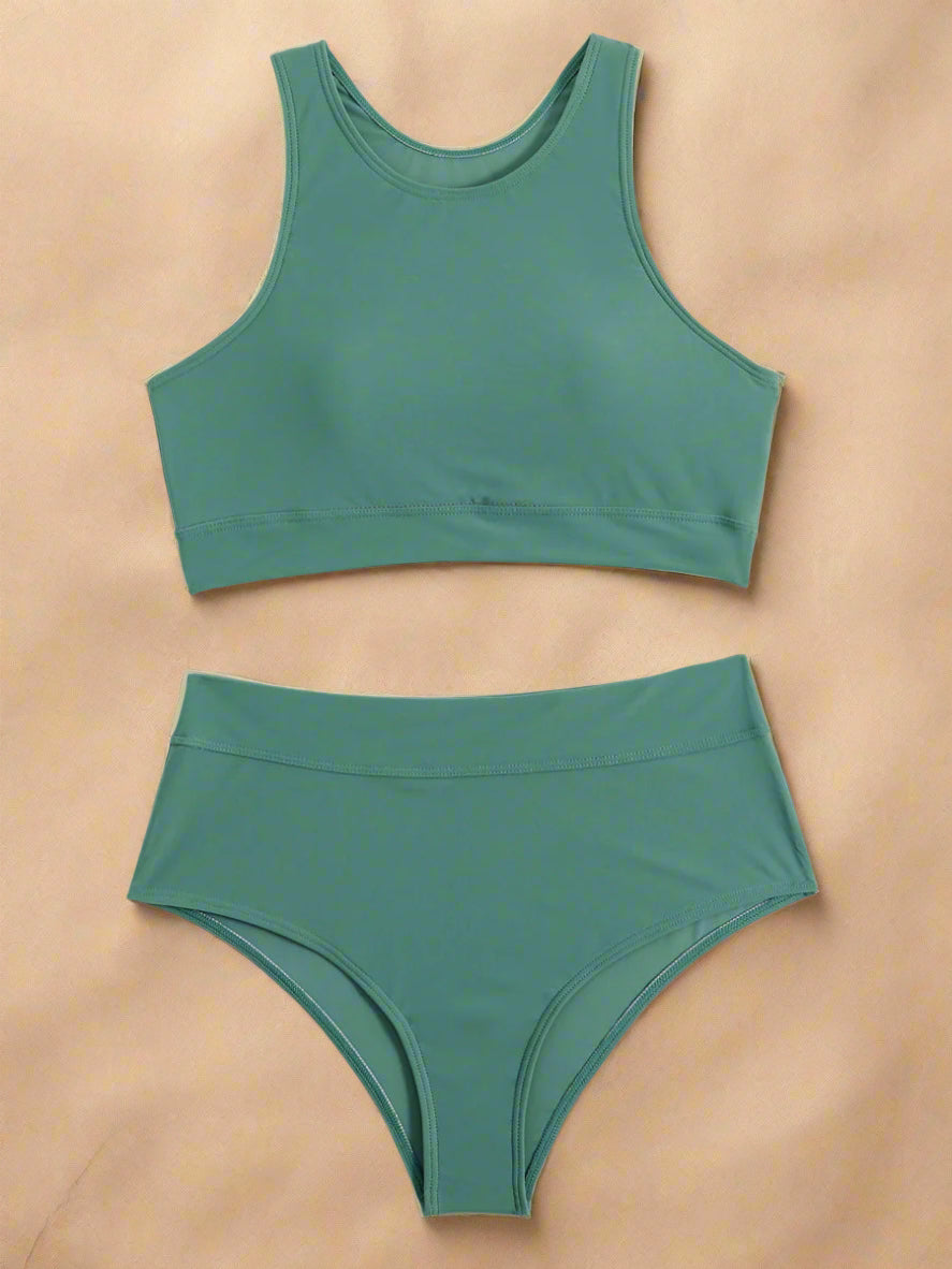 Sportieve High-Waist Bikini met Racerback Top 0