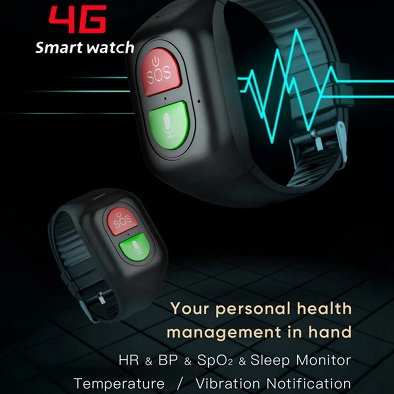 Starszy smartwatch GPS – lokalizator 4G SOS, monitorowanie stanu zdrowia i alerty alarmowe 5