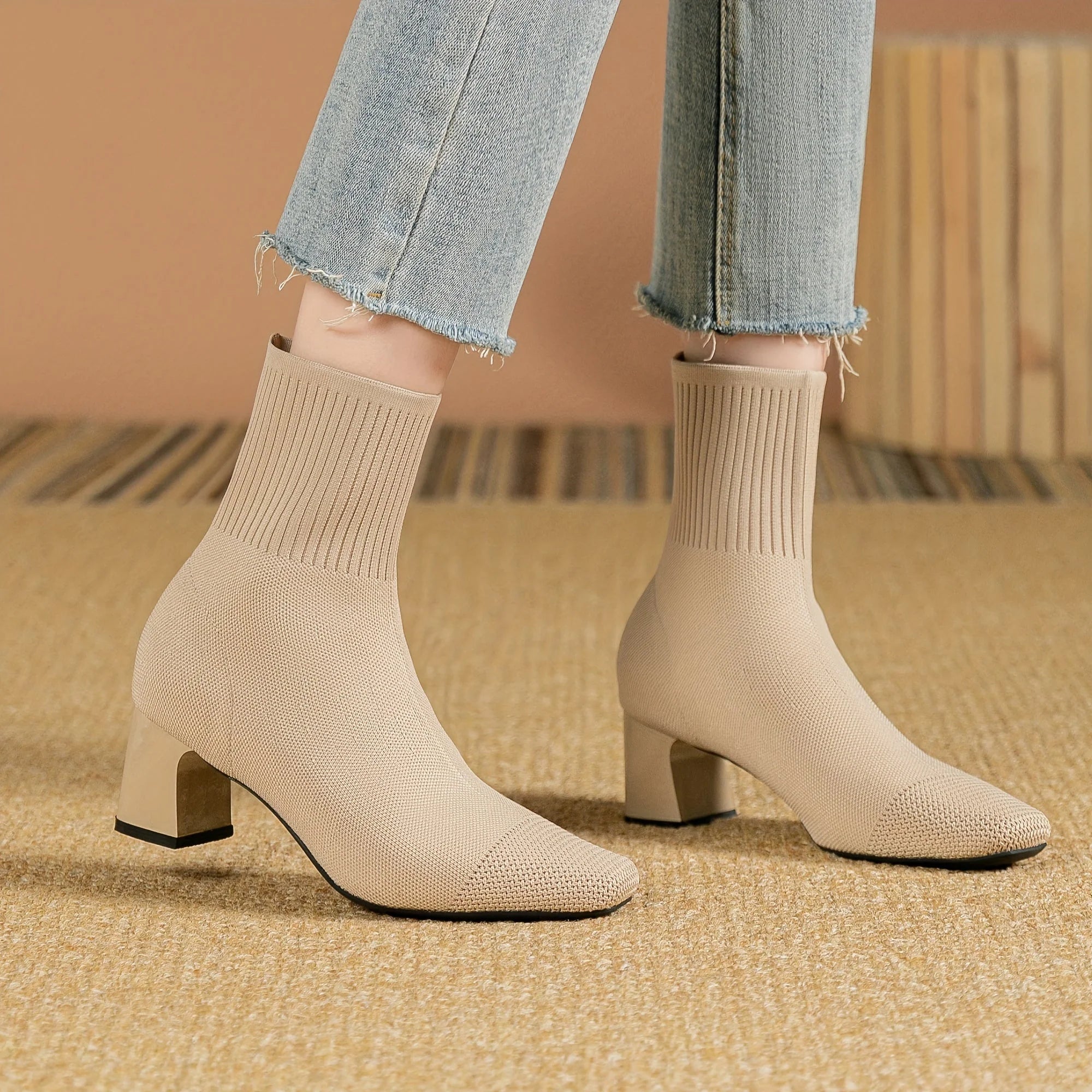 Strick-Stiefeletten Damen | Blockabsatz & Bequem 10