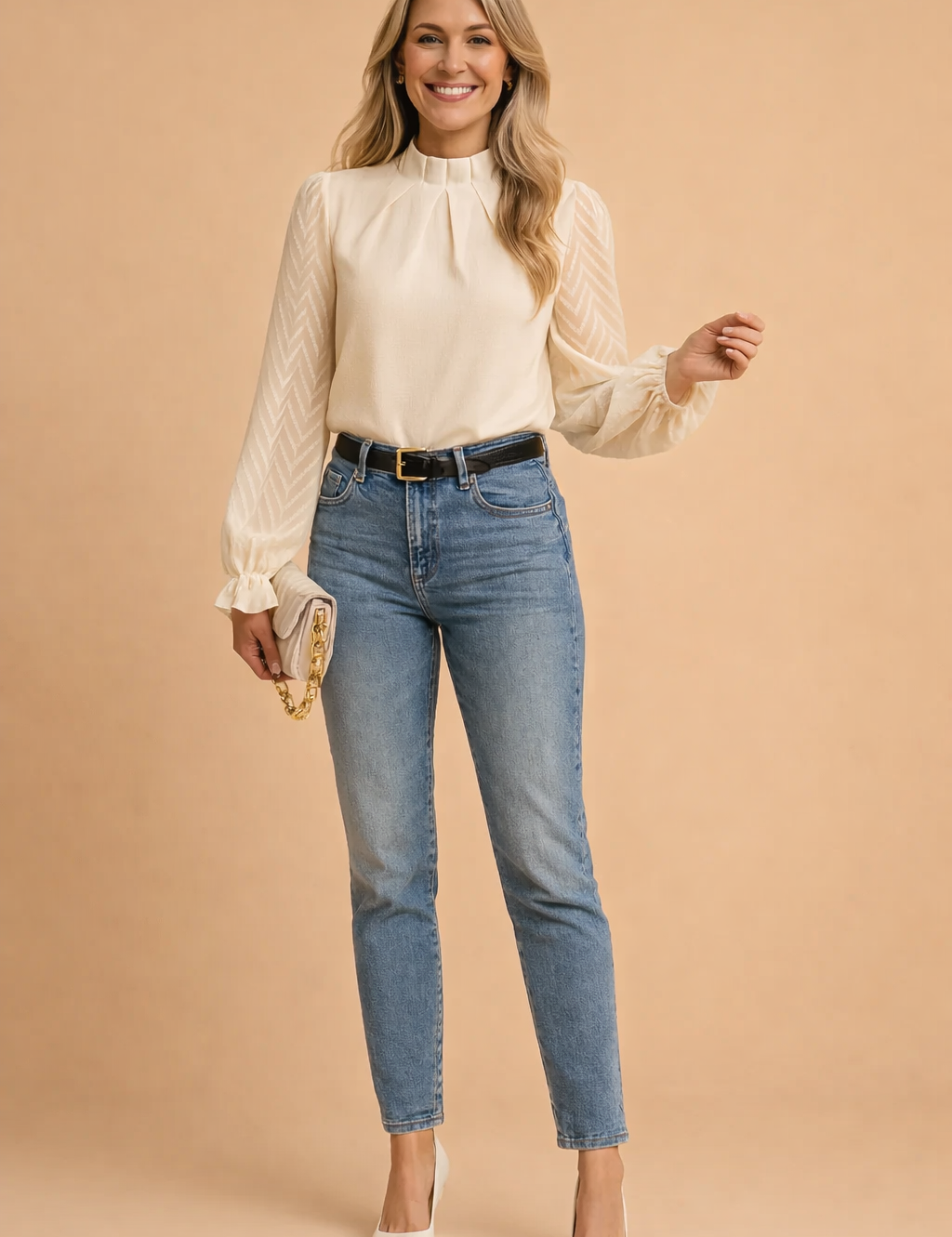 Georgia | Stylowa Bluzka z Przezroczystymi Rękawami