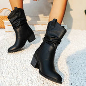Stylowe kowbojskie buty wsuwane damskie | Niski obcas 0
