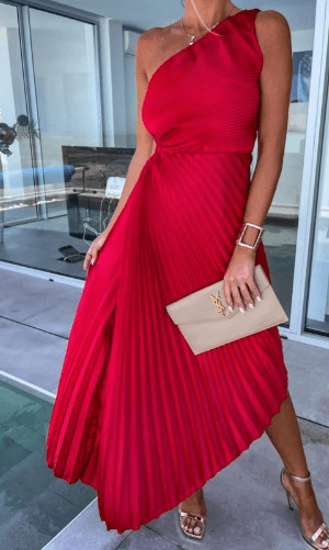 Sukienka Damska Maxi Na Jedno Ramię - Elegancka Sukienka Na Wesele, Idealna Na Wieczorne Imprezy 0