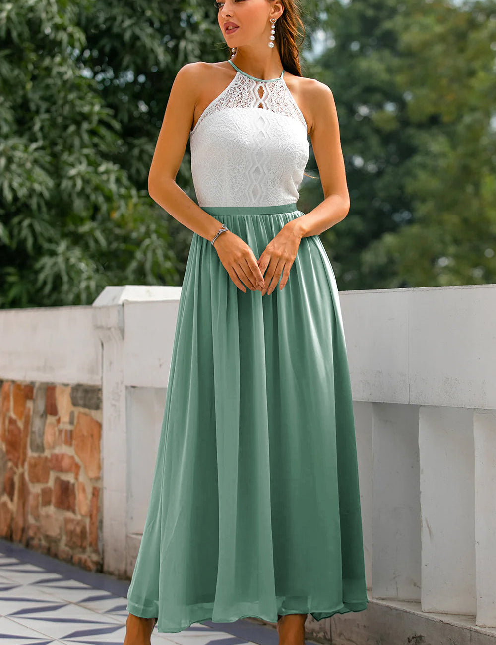 Sukienka Damska Maxi Na Wesele Z Dekoltem Wiązanym Na Szyi, Elegancka Sukienka Wieczorowa Na Specjalne Okazje 11