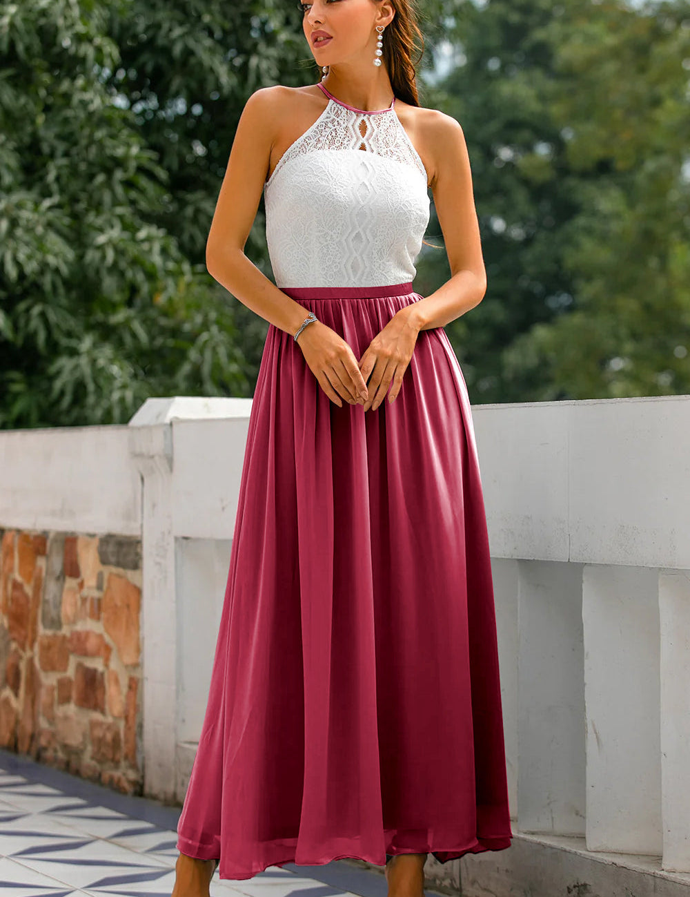 Sukienka Damska Maxi Na Wesele Z Dekoltem Wiązanym Na Szyi, Elegancka Sukienka Wieczorowa Na Specjalne Okazje 6