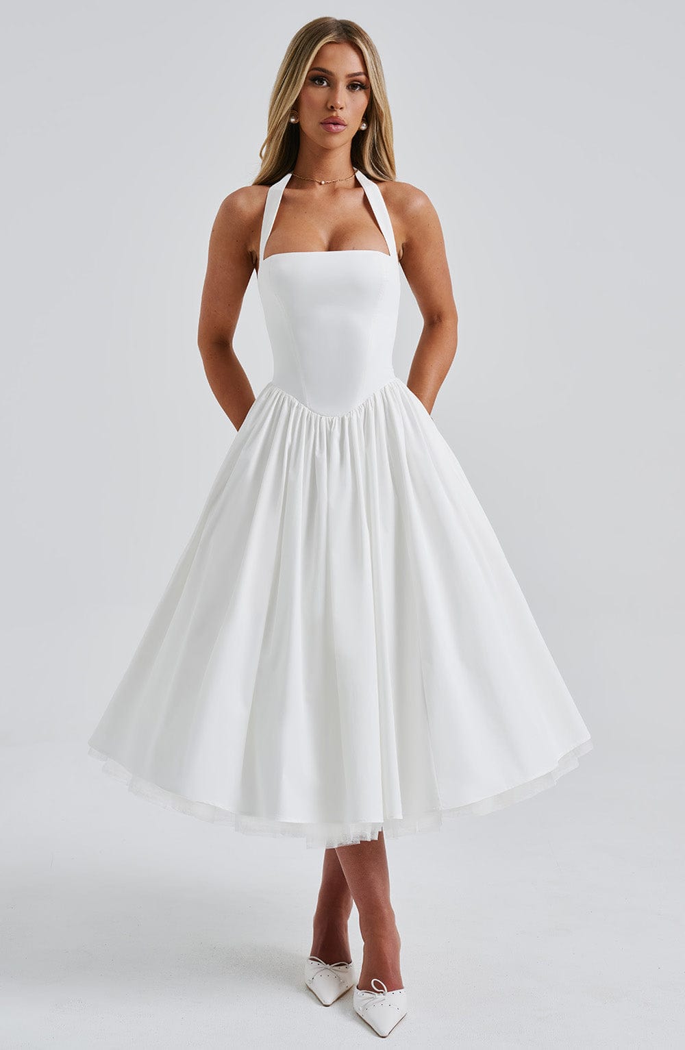 Sukienka Damska Midi Halter Na Wesele - Elegancka Sukienka Wieczorowa Idealna Na Uroczystości 4