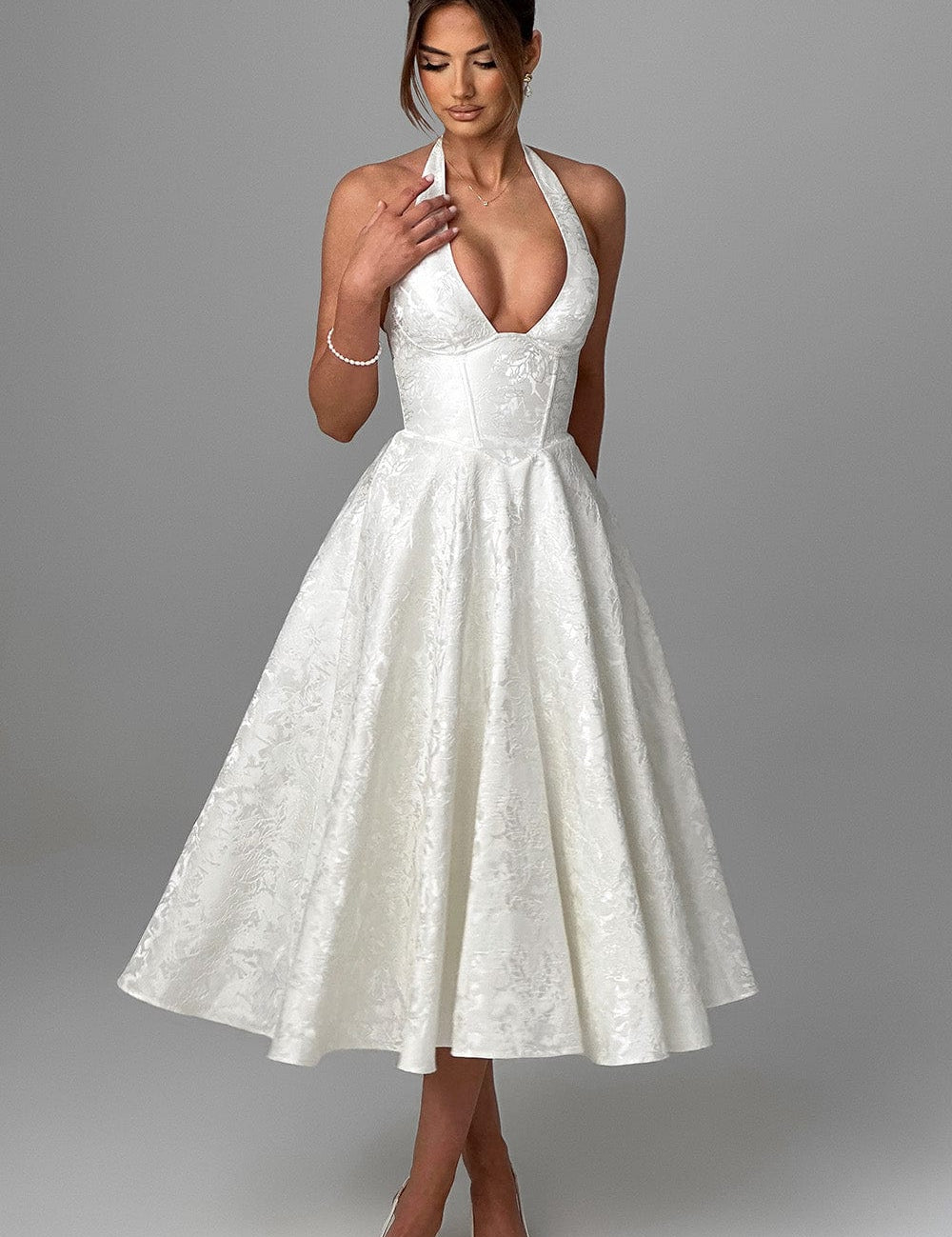 Sukienka Damska Midi Halter Na Wesele I Eleganckie Przyjęcia - Sukienki Na Wesele, Sukienki Wieczorowe 3