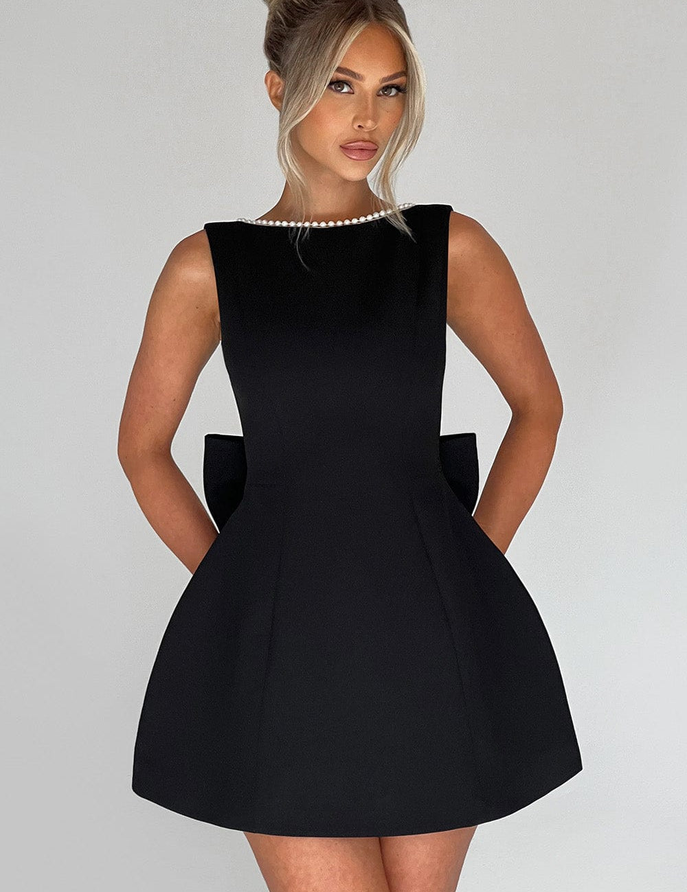 Sukienka Damska Mini Na Wesele, Elegancka Czarna Sukienka Wieczorowa, Stylowy Krój Bez Rękawów 3