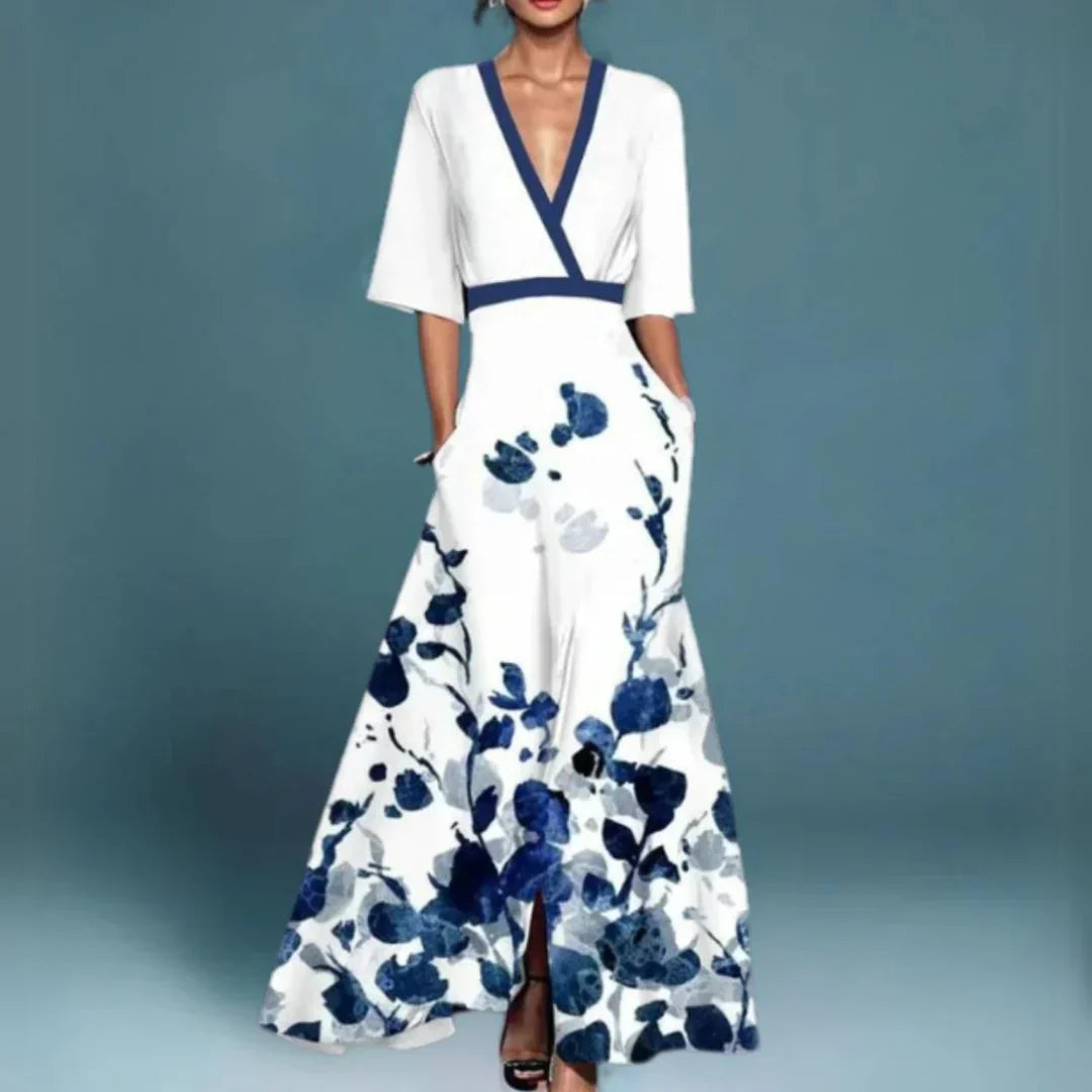 Sukienka maxi w kwiaty - elegancka letnia sukienka na przyjęcia i imprezy 1