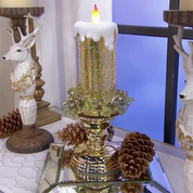 Świece świąteczne LED ładowalne z brokatem 3