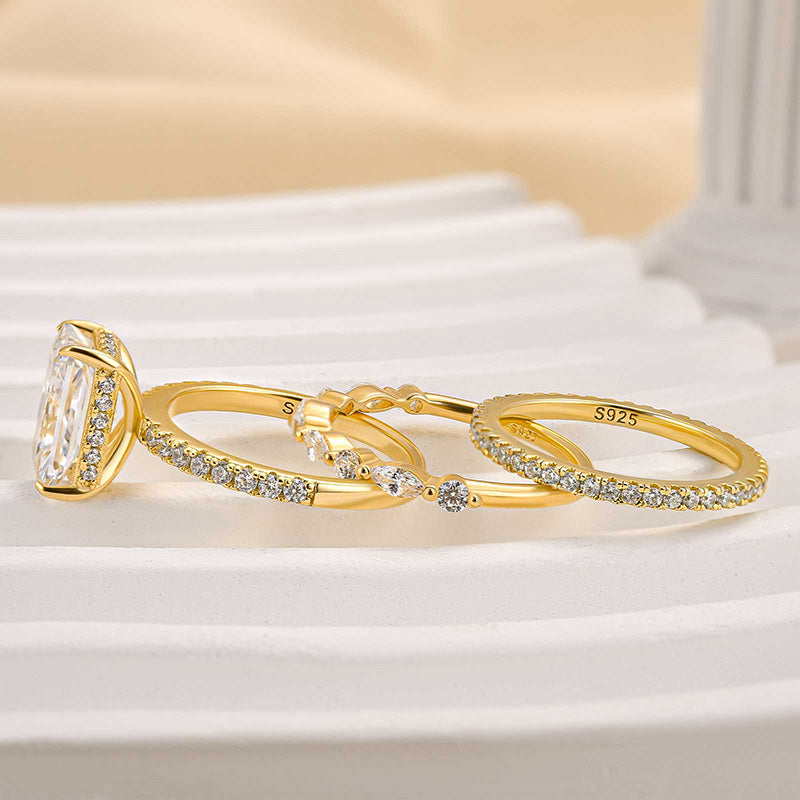 Trzyczęściowy Zestaw Obrączek Ślubnych – Eleganckie Złote Obrączki z Wysokiej Jakości Materiałów 2