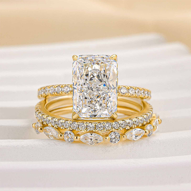 Trzyczęściowy Zestaw Obrączek Ślubnych – Eleganckie Złote Obrączki z Wysokiej Jakości Materiałów 3