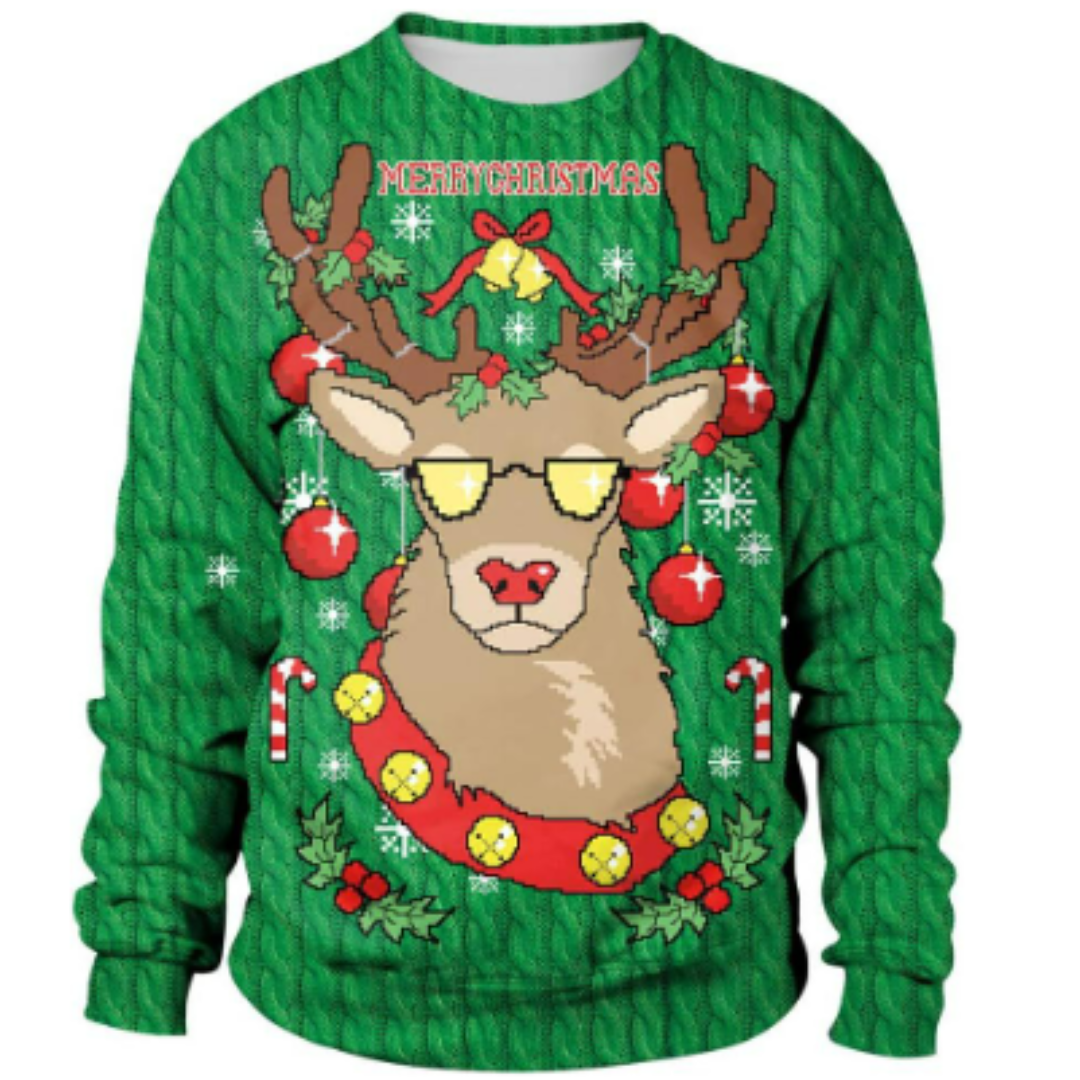 Unisex, obszerny sweter świąteczny, przytulny, dzianinowy, ciepły materiał 3