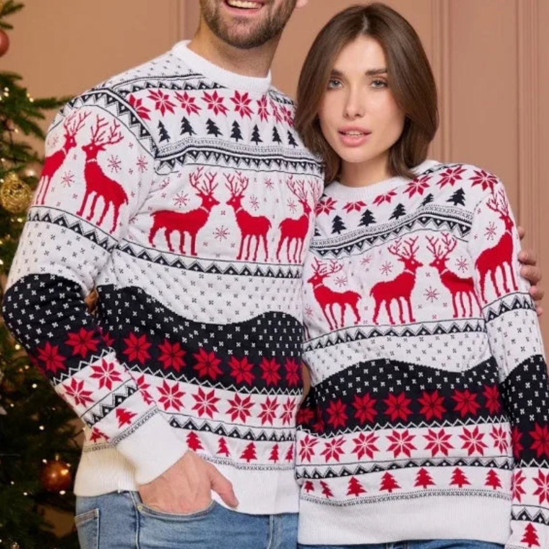 Unisex świąteczny sweter z motywem renifera, ciepły, dzianinowy 0