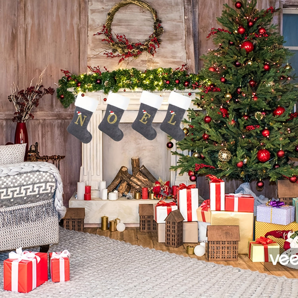 VelvetMonogram | Spersonalizowana aksamitna skarpeta świąteczna jako dekoracja świąteczna 4