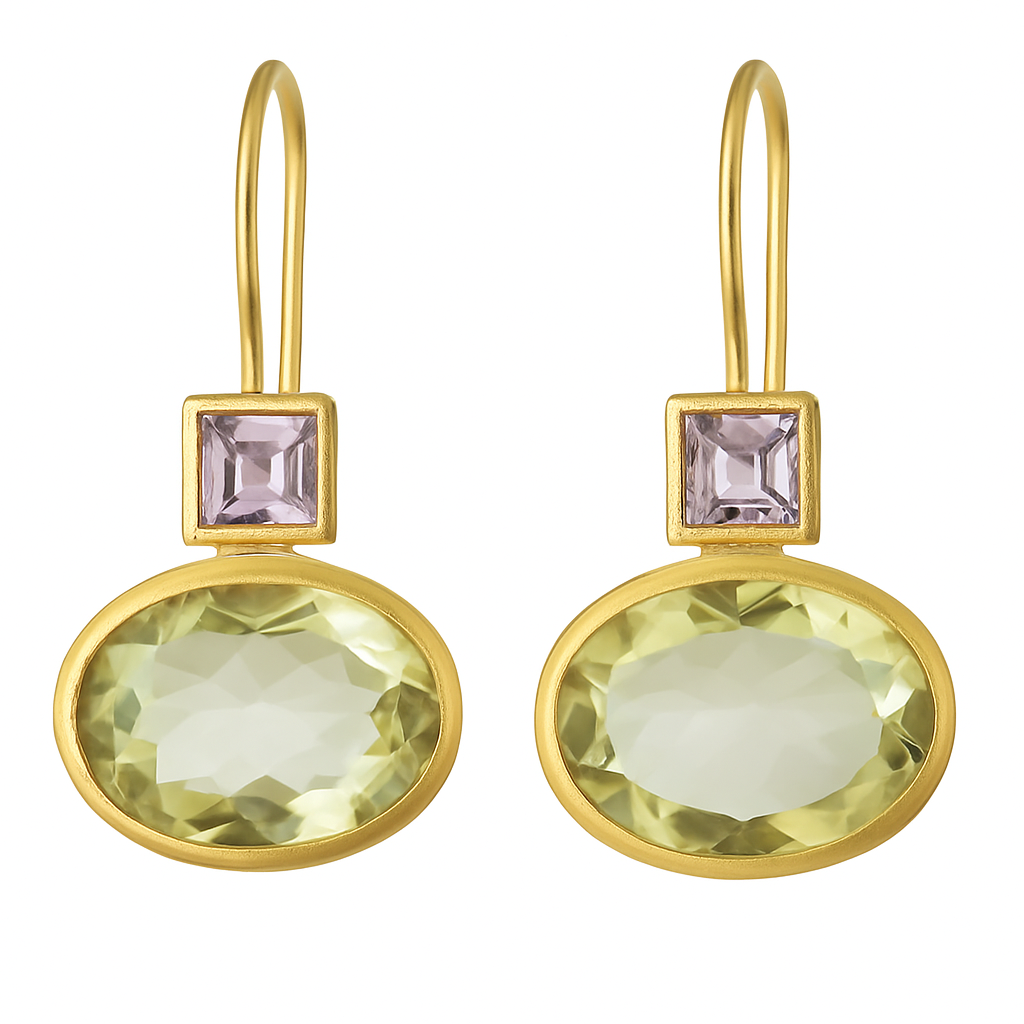 Vintage Złote Kolczyki z Zielonym Kryształkiem – Elegancka Biżuteria 0