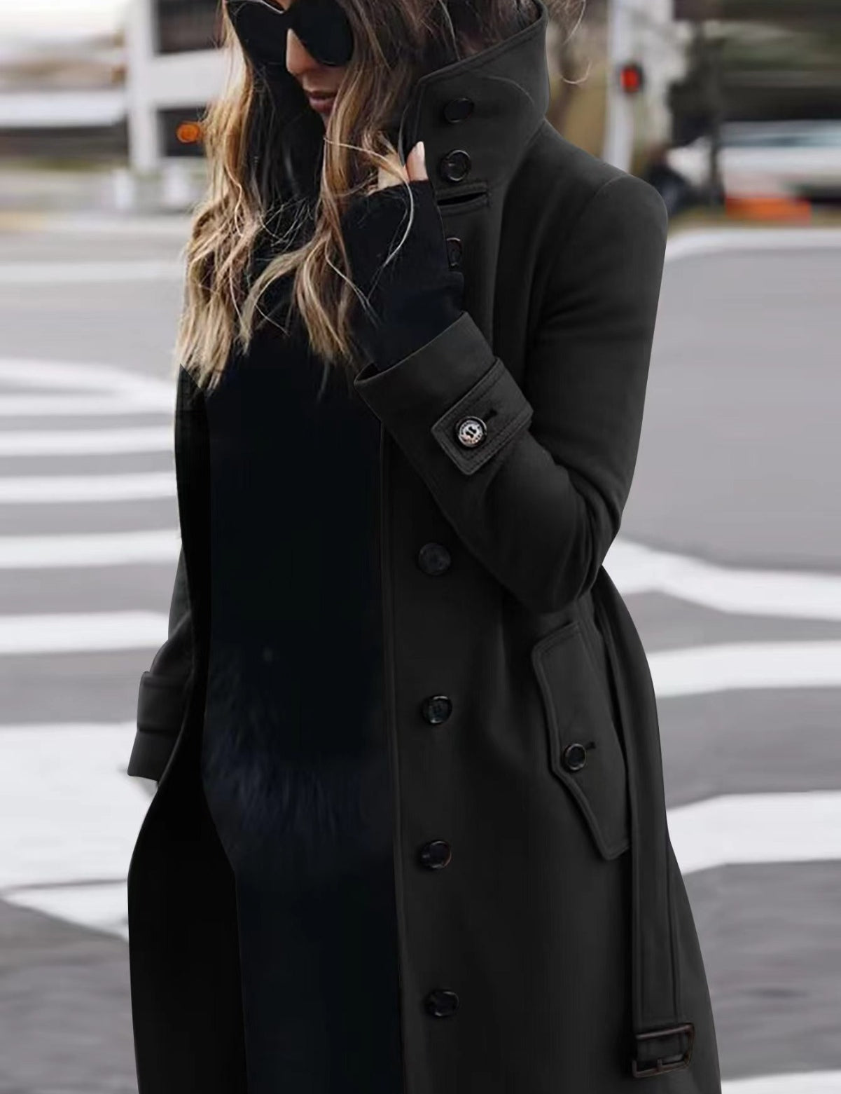 Amelia | Dwurzędowy płaszcz z wysoką stójką