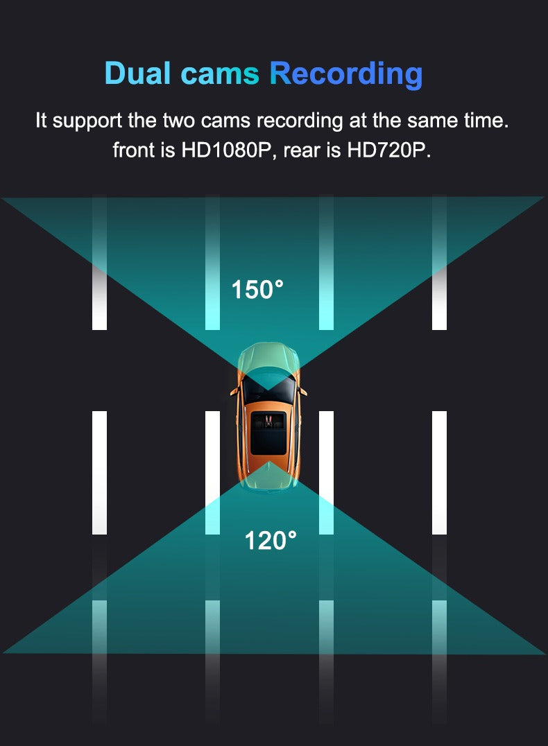 Kamera samochodowa 4K przód i tył | Wizja nocna i tryb parkowania 24h | DriveCam | Obiektyw F1.8