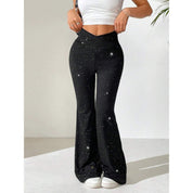 Ella| Rozszerzane Legginsy z Efektem Brokatu