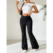 Ella| Rozszerzane Legginsy z Efektem Brokatu