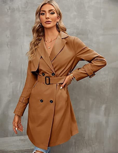 Zuzanna | Dwurzędowy trencz z paskiem