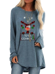 Damski świąteczny długi sweter z ciepłej dzianiny