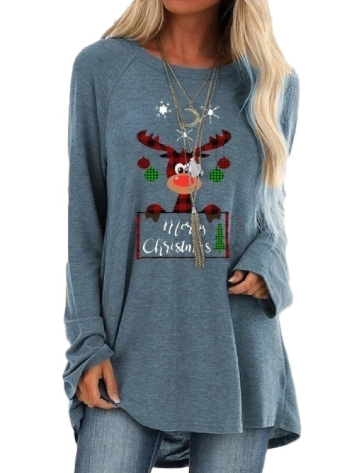 Damski świąteczny długi sweter z ciepłej dzianiny