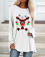 Damski świąteczny długi sweter z ciepłej dzianiny