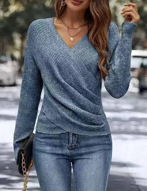 Kalina | Sweter z kopertowym dekoltem