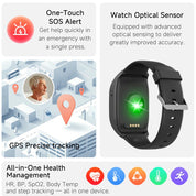 Starszy smartwatch GPS – lokalizator 4G SOS, monitorowanie stanu zdrowia i alerty alarmowe