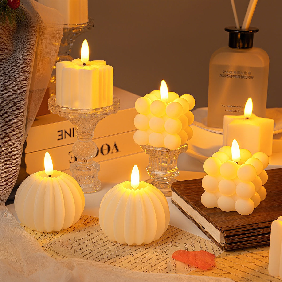 WinterShine – Elegancka świeca LED w matowym szkle o wzorze kuli śnieżnej 4