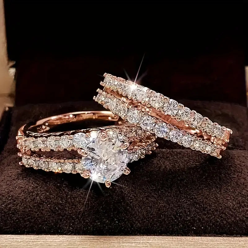 Zestaw Pierścionków z Błyszczącego Materiału – Elegancki i Wszechstronny Styl na Każdą Okazję 2
