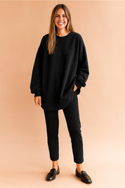 Oversized streetwear sweater with a loose fit, smooth texture, and soft finish, perfect for everyday outfits.
