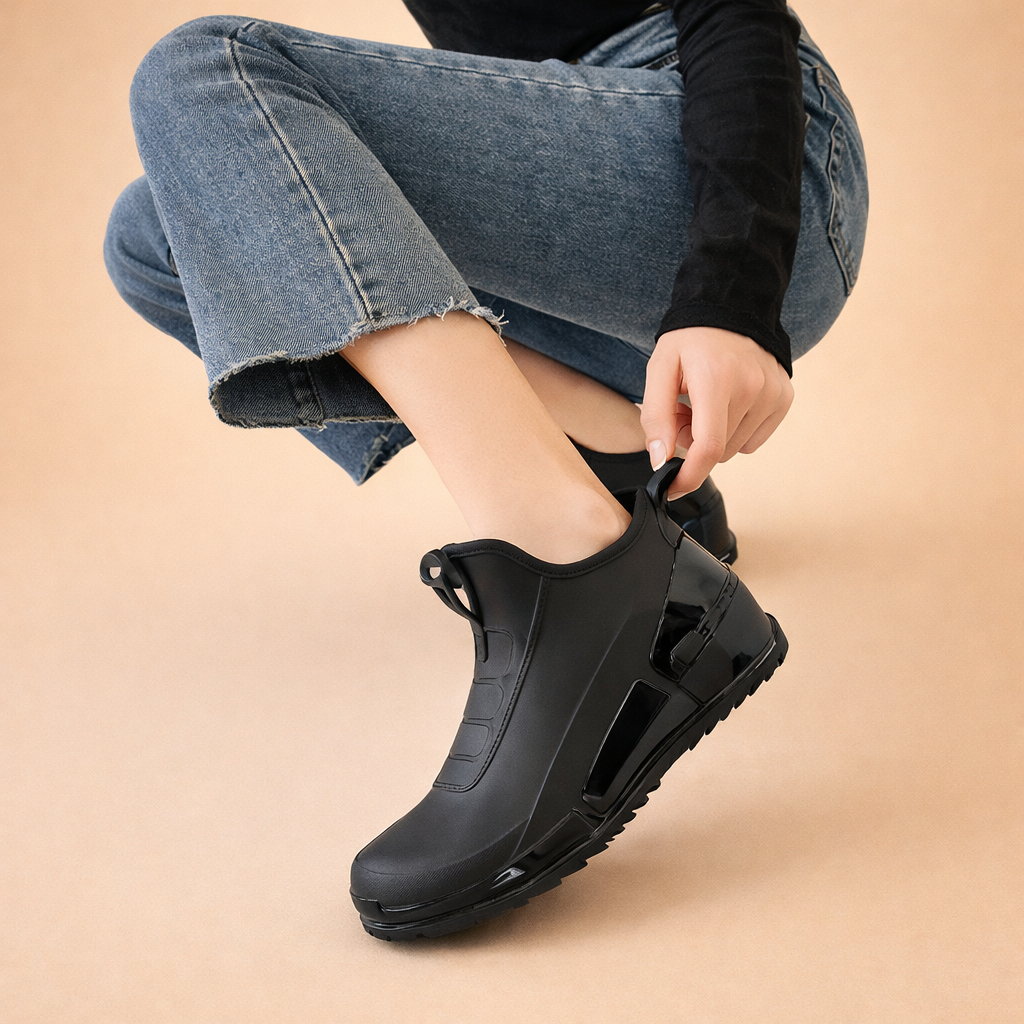 black-ankle-rain-boots-worn-model-european-studio-pose.png