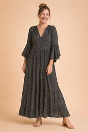 Anna | Zwiewna Sukienka Boho z Długim Rękawem