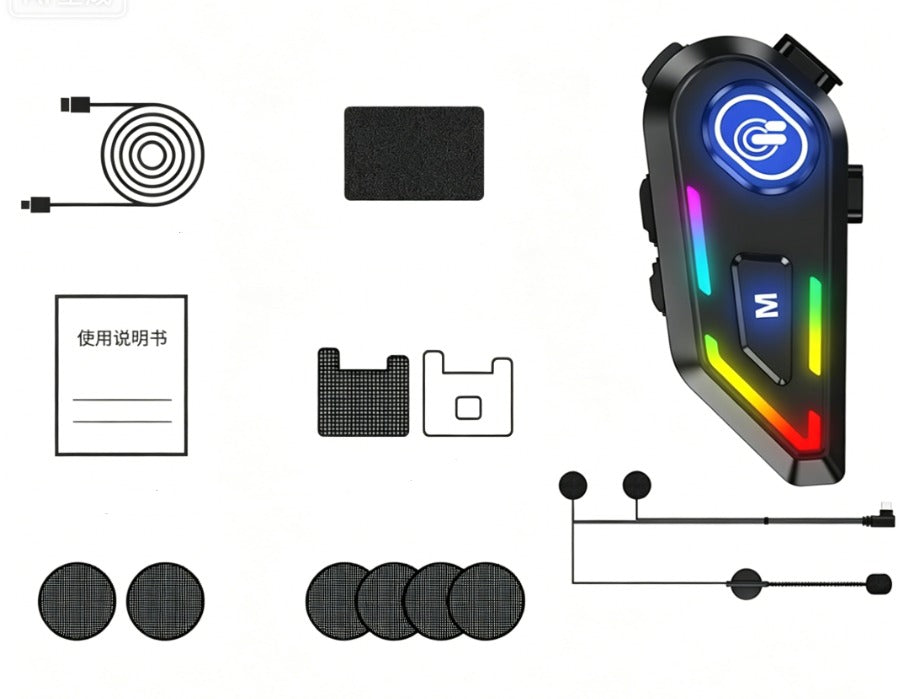 Zestaw słuchawkowy Bluetooth do kasku motocyklowego – interkom bezprzewodowy 1000M, rozmowy bez użycia rąk, krystalicznie czysty dźwięk dla dwóch motocyklistów na trasach turystycznych i podczas przygód