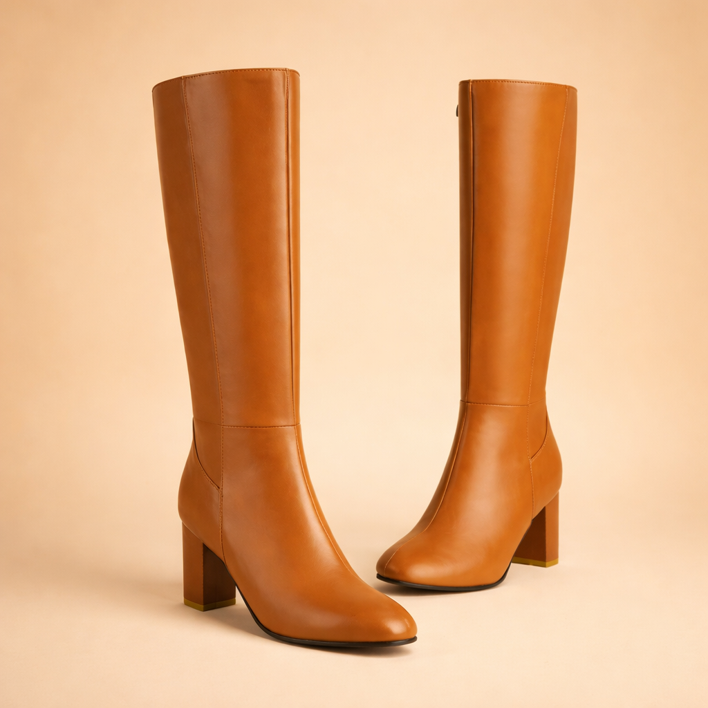 elegant-brown-knee-high-boots-model-studio-pose-caramel-background.png
